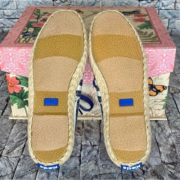 Keds Champion Washed Navy Striped Sneakers Jute Espadrille Style Soles Size 7 - Picture 6 of 9